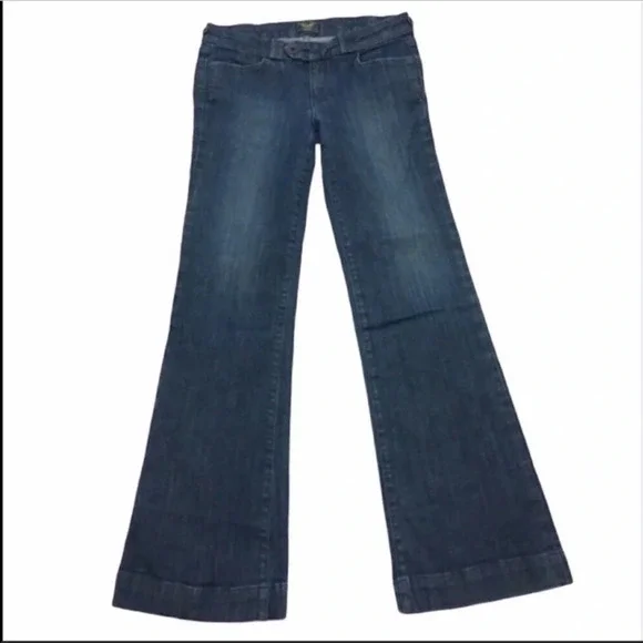 Kasil Tribecca Ocean Storm Wash Flared Cuffed Jeans Mid-rise Size 26 - Picture 1 of 9